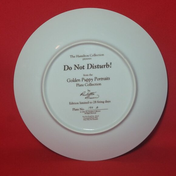 Do Not Disturb Golden Puppy Portraits Plate The Hamilton Collection 1994 - Picture 2 of 11